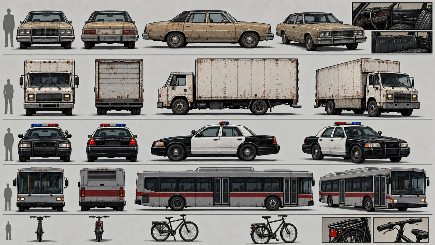 Vehicle reference board for the graphic-noir short film
